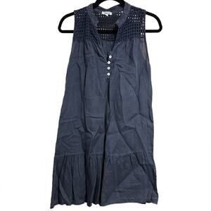 Rosemarine 100% Linen Navy Sleeveless Tunic Dress SizeX-Small